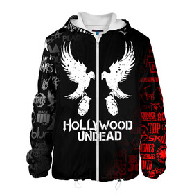 Мужская куртка 3D с принтом HOLLYWOOD UNDEAD в городе Новоалтайск, ткань верха — 100% полиэстер, подклад — флис | прямой крой, подол и капюшон оформлены резинкой с фиксаторами, два кармана без застежек по бокам, один большой потайной карман на груди. Карман на груди застегивается на липучку | deuce | hollywood undead | hu | j dog | shady jeff | голливуд | голливудская нежить | даниэль мурильо | джордан террелл | джордж артур рейган | дилан альварес | мэттью сент клер | нежить