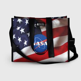 Сумка-шоппер 3D с принтом NASA USA в городе Новоалтайск, 100% полиэстер | застегивается на металлическую кнопку; внутренний карман застегивается на молнию. Стенки укреплены специальным мягким материалом, чтобы защитить содержимое от несильных ударов
 | nasa | space x | spacex | usa | астронавт | астронавтика | космонавт | наса | сша