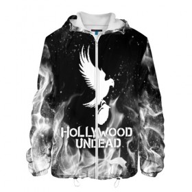Мужская куртка 3D с принтом HOLLYWOOD UNDEAD в городе Новоалтайск, ткань верха — 100% полиэстер, подклад — флис | прямой крой, подол и капюшон оформлены резинкой с фиксаторами, два кармана без застежек по бокам, один большой потайной карман на груди. Карман на груди застегивается на липучку | deuce | hollywood undead | hu | j dog | shady jeff | голливуд | голливудская нежить | даниэль мурильо | джордан террелл | джордж артур рейган | дилан альварес | мэттью сент клер | нежить