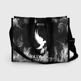Сумка-шоппер 3D с принтом HOLLYWOOD UNDEAD в городе Новоалтайск, 100% полиэстер | застегивается на металлическую кнопку; внутренний карман застегивается на молнию. Стенки укреплены специальным мягким материалом, чтобы защитить содержимое от несильных ударов
 | deuce | hollywood undead | hu | j dog | shady jeff | голливуд | голливудская нежить | даниэль мурильо | джордан террелл | джордж артур рейган | дилан альварес | мэттью сент клер | нежить