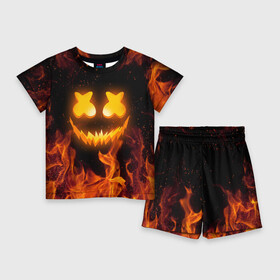 Детский костюм с шортами 3D с принтом MARSHMELLO HALLOWEEN в городе Новоалтайск,  |  | america | dj | halloween | marshmello | marshmello halloween | usa | америка | маршмелло | маршмелло хеллоуин | хеллоуин