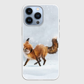 Чехол для iPhone 13 Pro с принтом Зимняя лисичка в городе Новоалтайск,  |  | Тематика изображения на принте: зима | лис | лиса | лисичка | рыжая | снег | снежинки | фыр фыр