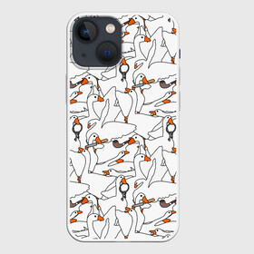 Чехол для iPhone 13 mini с принтом Злой гусь в городе Новоалтайск,  |  | goose | honk | untitled goose game | гусь | гусь игра | злой гусь | игра про гуся | кря | отвратительный гусь
