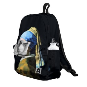 Рюкзак 3D с принтом Billie Eilish с Сережкой в городе Новоалтайск, 100% полиэстер | лямки с регулируемой длиной, сверху петелька, чтобы рюкзак можно было повесить на вешалку. Основное отделение закрывается на молнию, как и внешний карман. Внутри два дополнительных кармана, один из которых закрывается на молнию. По бокам два дополнительных кармашка | bellyache | indie | music | pop | айлиш | беляш | билли | девушка | девушка с жемчужной сережкой | звезда | искусство | картина | певица | песня | художник | ян вермеер