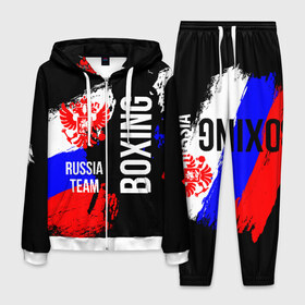 Мужской костюм 3D с принтом Boxing Russia Team в городе Новоалтайск, 100% полиэстер | Манжеты и пояс оформлены тканевой резинкой, двухслойный капюшон со шнурком для регулировки, карманы спереди | boxer | boxing | russia team | бокс | боксер | сборная россии | тайский бокс