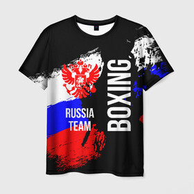 Мужская футболка 3D с принтом Boxing Russia Team в городе Новоалтайск, 100% полиэфир | прямой крой, круглый вырез горловины, длина до линии бедер | boxer | boxing | russia team | бокс | боксер | сборная россии | тайский бокс