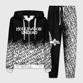Мужской костюм 3D с принтом HOLLYWOOD UNDEAD в городе Новоалтайск, 100% полиэстер | Манжеты и пояс оформлены тканевой резинкой, двухслойный капюшон со шнурком для регулировки, карманы спереди | deuce | hollywood undead | hu | j dog | shady jeff | голливуд | голливудская нежить | даниэль мурильо | джордан террелл | джордж артур рейган | дилан альварес | мэттью сент клер | нежить