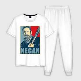 Мужская пижама хлопок с принтом Negan Hope в городе Новоалтайск, 100% хлопок | брюки и футболка прямого кроя, без карманов, на брюках мягкая резинка на поясе и по низу штанин
 | dead | death | lucille | negan | rick | the walking dead | zombie | граймс | дерил | дэрил | зомби | люсиль | мертвецы | мишон | ниган | рик | спасители | ходячие | шепчущиеся