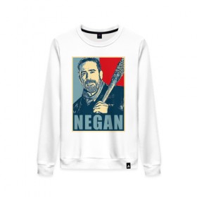 Женский свитшот хлопок с принтом Negan Hope в городе Новоалтайск, 100% хлопок | прямой крой, круглый вырез, на манжетах и по низу широкая трикотажная резинка  | dead | death | lucille | negan | rick | the walking dead | zombie | граймс | дерил | дэрил | зомби | люсиль | мертвецы | мишон | ниган | рик | спасители | ходячие | шепчущиеся
