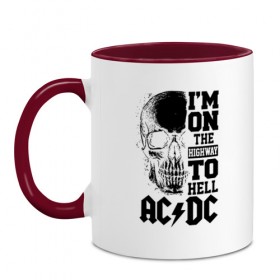 Кружка двухцветная с принтом AC/DC в городе Новоалтайск, керамика | объем — 330 мл, диаметр — 80 мм. Цветная ручка и кайма сверху, в некоторых цветах — вся внутренняя часть | Тематика изображения на принте: ac dc | acdc | acdc ас дс | австралийская | ангус янг | асдс | блюз | группа | крис слэйд | метал | молния | музыка | певцы | рок | рок н ролл | стиви янг | хард | хардрок | эксл роуз