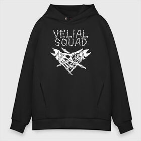 Мужское худи Oversize хлопок с принтом VELIAL SQUAD в городе Новоалтайск, френч-терри — 70% хлопок, 30% полиэстер. Мягкий теплый начес внутри —100% хлопок | боковые карманы, эластичные манжеты и нижняя кромка, капюшон на магнитной кнопке | velial squad | велиал сквад