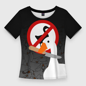 Женская футболка 3D Slim с принтом Untitled Goose Game в городе Новоалтайск,  |  | goose | goose game | honk | untitled goose game | гусь | гусь игра | злой гусь | игра про гуся | кря | отвратительный гусь