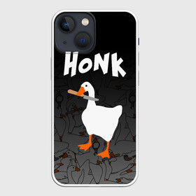 Чехол для iPhone 13 mini с принтом Untitled Goose Game в городе Новоалтайск,  |  | goose | goose game | honk | untitled goose game | гусь | гусь игра | злой гусь | игра про гуся | кря | отвратительный гусь