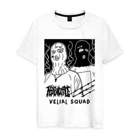 Мужская футболка хлопок с принтом VELIAL SQUAD в городе Новоалтайск, 100% хлопок | прямой крой, круглый вырез горловины, длина до линии бедер, слегка спущенное плечо. | velial squad | музыка | отряд велиала | рэп | хорроркор | чёрный и белый