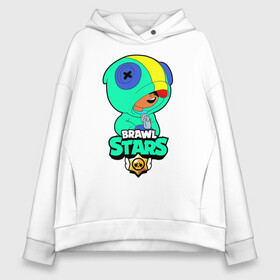 Женское худи Oversize хлопок с принтом Brawl Stars LEON в городе Новоалтайск, френч-терри — 70% хлопок, 30% полиэстер. Мягкий теплый начес внутри —100% хлопок | боковые карманы, эластичные манжеты и нижняя кромка, капюшон на магнитной кнопке | brawl | brawl stars | crow | leon | stars | бравл | бравл старс | браво старс | игра | компьютерная | кров | леон | онлайн | старс