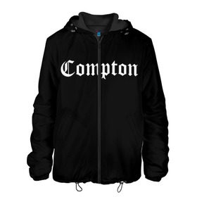 Мужская куртка 3D с принтом COMPTON в городе Новоалтайск, ткань верха — 100% полиэстер, подклад — флис | прямой крой, подол и капюшон оформлены резинкой с фиксаторами, два кармана без застежек по бокам, один большой потайной карман на груди. Карман на груди застегивается на липучку | Тематика изображения на принте: compton | dj yella | dr. dre | eazy e | ice cube | mc ren | n.w.a | nwa | straight outta compton | west side | западная сторона | комптон