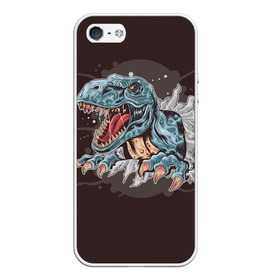 Чехол для iPhone 5/5S матовый с принтом T-Rex в городе Новоалтайск, Силикон | Область печати: задняя сторона чехла, без боковых панелей | Тематика изображения на принте: art | dino | dinos | dinosaur | raptor | style | trex | velociraptor | арт | динозавр | мир юрского периода | ти рекс | ящер
