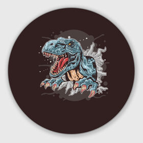 Коврик для мышки круглый с принтом T-Rex в городе Новоалтайск, резина и полиэстер | круглая форма, изображение наносится на всю лицевую часть | Тематика изображения на принте: art | dino | dinos | dinosaur | raptor | style | trex | velociraptor | арт | динозавр | мир юрского периода | ти рекс | ящер
