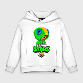 Детское худи Oversize хлопок с принтом BRAWL STARS LEON | БРАВЛ СТАРС ЛЕОН в городе Новоалтайск, френч-терри — 70% хлопок, 30% полиэстер. Мягкий теплый начес внутри —100% хлопок | боковые карманы, эластичные манжеты и нижняя кромка, капюшон на магнитной кнопке | brawl stars | bull | colt | crow | leon | stars | берли | бо | брок | ворон | джесси | динамайк | дэррил | кольт | леон | мортис | нита | пайпер | пенни | поко | пэм | рикошет | спайк | фрэнк | шелли | эль примо