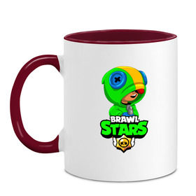 Кружка двухцветная с принтом BRAWL STARS LEON в городе Новоалтайск, керамика | объем — 330 мл, диаметр — 80 мм. Цветная ручка и кайма сверху, в некоторых цветах — вся внутренняя часть | Тематика изображения на принте: brawl stars | bull | colt | crow | leon | stars | берли | бо | брок | ворон | джесси | динамайк | дэррил | кольт | леон | мортис | нита | пайпер | пенни | поко | пэм | рикошет | спайк | фрэнк | шелли | эль примо