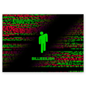Поздравительная открытка с принтом Billie Eilish. в городе Новоалтайск, 100% бумага | плотность бумаги 280 г/м2, матовая, на обратной стороне линовка и место для марки
 | Тематика изображения на принте: bili | billie eilish | pattern | били | билли айлиш | музыка | паттерн