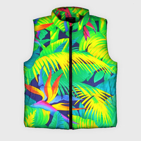 Мужской жилет утепленный 3D с принтом ТРОПИКИ в городе Новоалтайск,  |  | bright | colorful | neon | retro | vintage | винтаж | неон | неоновые | пальмы | ретро | ретро неон | тропики | тропические листья
