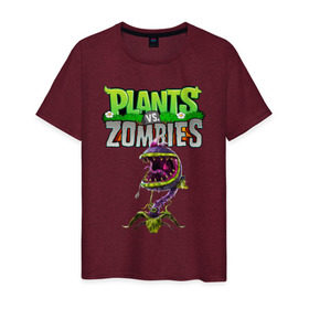 Мужская футболка хлопок с принтом Plants vs. Zombies в городе Новоалтайск, 100% хлопок | прямой крой, круглый вырез горловины, длина до линии бедер, слегка спущенное плечо. | Тематика изображения на принте: battle | game | plants vs zombies | plants vs zombies battle for neighborville | zombie | битва | битва за нейборвиль | зомби | игра | линии | надпись | растения | растения против зомби