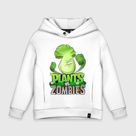 Детское худи Oversize хлопок с принтом Plants vs. Zombies в городе Новоалтайск, френч-терри — 70% хлопок, 30% полиэстер. Мягкий теплый начес внутри —100% хлопок | боковые карманы, эластичные манжеты и нижняя кромка, капюшон на магнитной кнопке | Тематика изображения на принте: battle | game | plants vs zombies | plants vs zombies battle for neighborville | zombie | битва | битва за нейборвиль | зомби | игра | линии | надпись | растения | растения против зомби