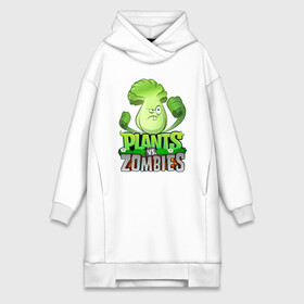 Платье-худи хлопок с принтом Plants vs. Zombies в городе Новоалтайск,  |  | battle | game | plants vs zombies | plants vs zombies battle for neighborville | zombie | битва | битва за нейборвиль | зомби | игра | линии | надпись | растения | растения против зомби