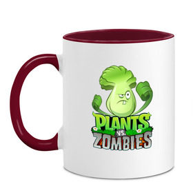 Кружка двухцветная с принтом Plants vs. Zombies в городе Новоалтайск, керамика | объем — 330 мл, диаметр — 80 мм. Цветная ручка и кайма сверху, в некоторых цветах — вся внутренняя часть | battle | game | plants vs zombies | plants vs zombies battle for neighborville | zombie | битва | битва за нейборвиль | зомби | игра | линии | надпись | растения | растения против зомби