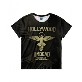 Детская футболка 3D с принтом Hollywood Undead в городе Новоалтайск, 100% гипоаллергенный полиэфир | прямой крой, круглый вырез горловины, длина до линии бедер, чуть спущенное плечо, ткань немного тянется | charlie scene | danny | funny man | hollywood undead | hu | j dog | johnny 3 tears | голливудская нежить | голубь | голубь с гранатой | граната | ню метал | рэп метал | рэп рок