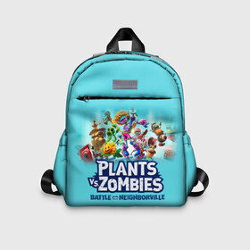 Детский рюкзак 3D с принтом Plants vs. Zombies в городе Новоалтайск, 100% полиэстер | лямки с регулируемой длиной, сверху петелька, чтобы рюкзак можно было повесить на вешалку. Основное отделение закрывается на молнию, как и внешний карман. Внутри дополнительный карман. По бокам два дополнительных кармашка | Тематика изображения на принте: battle | game | plants vs zombies | plants vs zombies battle for neighborville | zombie | битва | битва за нейборвиль | зомби | игра | надпись | растения | растения против зомби