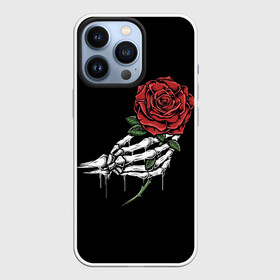 Чехол для iPhone 13 Pro с принтом Рука скелета с розой в городе Новоалтайск,  |  | core | hand | hardcore | skeleton | tatoo | роза | романтика | рука | скелет | тату | цветок | черный фон
