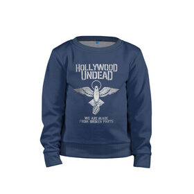 Детский свитшот хлопок с принтом Hollywood Undead в городе Новоалтайск, 100% хлопок | круглый вырез горловины, эластичные манжеты, пояс и воротник | charlie scene | danny | funny man | hollywood undead | hu | j dog | johnny 3 tears | голливудская нежить | голубь | голубь с гранатой | граната | ню метал | рэп метал | рэп рок