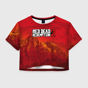 Женская футболка Cropp-top с принтом RED DEAD REDEMPTION 2 в городе Новоалтайск, 100% полиэстер | круглая горловина, длина футболки до линии талии, рукава с отворотами | arthur morgan | cowboy | online | red dead online | red dead redemption 2 | rockstar games | wild west | артур морган | бандит | вестерн | винтовка | дикий запад | ковбой | рокстар