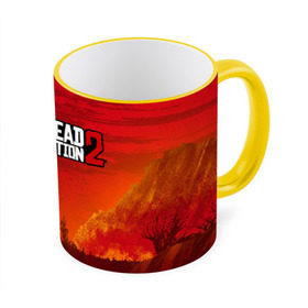 Кружка с принтом RED DEAD REDEMPTION 2 в городе Новоалтайск, керамика | ёмкость 330 мл | arthur morgan | cowboy | online | red dead online | red dead redemption 2 | rockstar games | wild west | артур морган | бандит | вестерн | винтовка | дикий запад | ковбой | рокстар