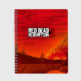 Тетрадь с принтом RED DEAD REDEMPTION 2 в городе Новоалтайск, 100% бумага | 48 листов, плотность листов — 60 г/м2, плотность картонной обложки — 250 г/м2. Листы скреплены сбоку удобной пружинной спиралью. Уголки страниц и обложки скругленные. Цвет линий — светло-серый
 | Тематика изображения на принте: arthur morgan | cowboy | online | red dead online | red dead redemption 2 | rockstar games | wild west | артур морган | бандит | вестерн | винтовка | дикий запад | ковбой | рокстар