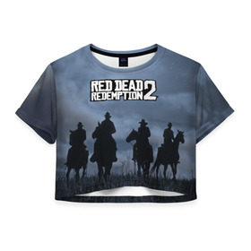 Женская футболка Cropp-top с принтом RED DEAD REDEMPTION в городе Новоалтайск, 100% полиэстер | круглая горловина, длина футболки до линии талии, рукава с отворотами | arthur morgan | cowboy | online | red dead online | red dead redemption 2 | rockstar games | wild west | артур морган | бандит | вестерн | винтовка | дикий запад | ковбой | рокстар