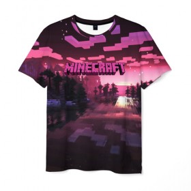 Мужская футболка 3D с принтом MINECRAFT в городе Новоалтайск, 100% полиэфир | прямой крой, круглый вырез горловины, длина до линии бедер | Тематика изображения на принте: craft | creeper | dungeon | dungeons | earth | game | logo | mine | minecraft | mobile | online | дунгеонс | земля | зомби | игра | крипер | лого | майкрафт | майнкрафт | мобайл | онлайн | подземелье | подземелья