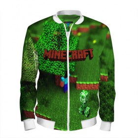 Мужской бомбер 3D с принтом MINECRAFT в городе Новоалтайск, 100% полиэстер | застегивается на молнию, по бокам два кармана без застежек, по низу бомбера и на воротнике - эластичная резинка | 