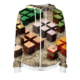 Женская толстовка 3D на молнии с принтом MINECRAFT TNT в городе Новоалтайск, 100% полиэстер | длина до линии бедра, манжеты и пояс оформлены мягкой тканевой резинкой, двухслойный капюшон со шнурком для регулировки, спереди молния, по бокам два кармана | craft | creeper | dungeon | dungeons | earth | game | logo | mine | minecraft | mobile | online | дунгеонс | земля | зомби | игра | крипер | лого | майкрафт | майнкрафт | мобайл | онлайн | подземелье | подземелья