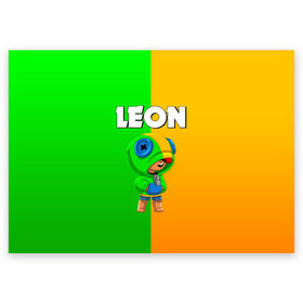 Поздравительная открытка с принтом BRAWL STARS LEON в городе Новоалтайск, 100% бумага | плотность бумаги 280 г/м2, матовая, на обратной стороне линовка и место для марки
 | brawl stars | bull | colt | crow | leon | stars | берли | бо | брок | ворон | джесси | динамайк | дэррил | кольт | леон | мортис | нита | пайпер | пенни | поко | пэм | рикошет | спайк | фрэнк | шелли | эль примо