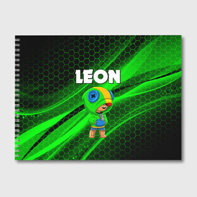 Альбом для рисования с принтом BRAWL STARS LEON в городе Новоалтайск, 100% бумага
 | матовая бумага, плотность 200 мг. | Тематика изображения на принте: brawl stars | bull | colt | crow | leon | stars | берли | бо | брок | ворон | джесси | динамайк | дэррил | кольт | леон | мортис | нита | пайпер | пенни | поко | пэм | рикошет | спайк | фрэнк | шелли | эль примо