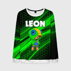 Мужской свитшот 3D с принтом BRAWL STARS LEON в городе Новоалтайск, 100% полиэстер с мягким внутренним слоем | круглый вырез горловины, мягкая резинка на манжетах и поясе, свободная посадка по фигуре | brawl stars | bull | colt | crow | leon | stars | берли | бо | брок | ворон | джесси | динамайк | дэррил | кольт | леон | мортис | нита | пайпер | пенни | поко | пэм | рикошет | спайк | фрэнк | шелли | эль примо