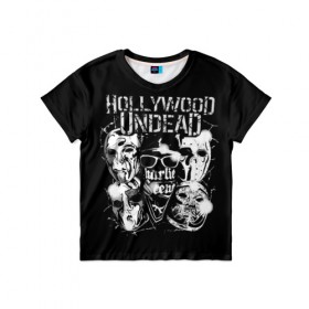 Детская футболка 3D с принтом Hollywood Undead в городе Новоалтайск, 100% гипоаллергенный полиэфир | прямой крой, круглый вырез горловины, длина до линии бедер, чуть спущенное плечо, ткань немного тянется | charlie scene | danny | funny man | hollywood undead | hu | j dog | johnny 3 tears | голливудская нежить | голубь | голубь с гранатой | граната | ню метал | рэп метал | рэп рок