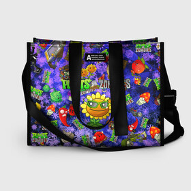 Сумка-шоппер 3D с принтом Plants vs Zombies в городе Новоалтайск, 100% полиэстер | застегивается на металлическую кнопку; внутренний карман застегивается на молнию. Стенки укреплены специальным мягким материалом, чтобы защитить содержимое от несильных ударов
 | plant | zombies | зомби | растения | растения против зомби