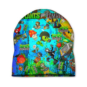 Шапка 3D с принтом Plants vs Zombies в городе Новоалтайск, 100% полиэстер | универсальный размер, печать по всей поверхности изделия | Тематика изображения на принте: plant | zombies | зомби | растения | растения против зомби
