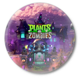 Значок с принтом PLANTS VS ZOMBIES в городе Новоалтайск,  металл | круглая форма, металлическая застежка в виде булавки | Тематика изображения на принте: garden warfare | pl | plants | plants vs. zombies | plants vs. zombies: garden warfare | popcap | zombies | кактус | картошка | подсолнух | растения против зомби | сад