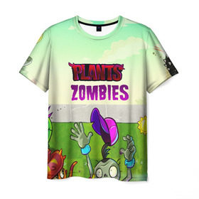 Мужская футболка 3D с принтом PLANTS VS ZOMBIES в городе Новоалтайск, 100% полиэфир | прямой крой, круглый вырез горловины, длина до линии бедер | Тематика изображения на принте: garden warfare | pl | plants | plants vs. zombies | plants vs. zombies: garden warfare | popcap | zombies | кактус | картошка | подсолнух | растения против зомби | сад
