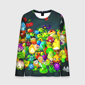 Мужской лонгслив 3D с принтом Plants vs. Zombies в городе Новоалтайск, 100% полиэстер | длинные рукава, круглый вырез горловины, полуприлегающий силуэт | garden warfare | pl | plants | plants vs. zombies | plants vs. zombies: garden warfare | popcap | zombies | кактус | картошка | подсолнух | растения против зомби | сад